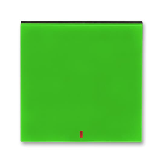 3559H-A00655 67  Kryt spínače kolébkového s červeným průzorem, zelená / kouřová černá